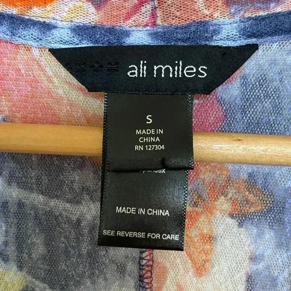 Ali Miles Womens Floral Long Sleeve Open Duster - Picture 4 of 8